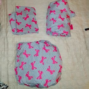 Betsey Johnson Pink Black Bow Polkadot Queen bed